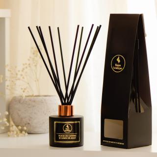 Bujor De Catifea si Lemn De Agar - Difuzor Parfumat Cu Betisoare Din Fibre - Premium, Negru, 100ml