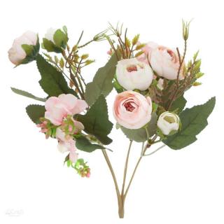 Buchet de camelii artificiale pulbere roz 29 cm