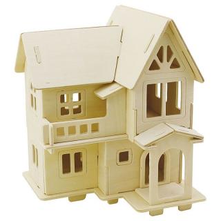 Căsuță cu balcon - 3D set (puzzle casuta de lemn)