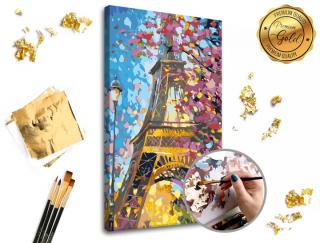 Pictura după numere PREMIUM GOLD - Eiffel Tower (set pentru)