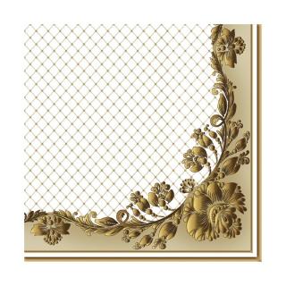 Servetele eco pentru decoupaj Gold Frame and Net on Beige - 1 buc ()