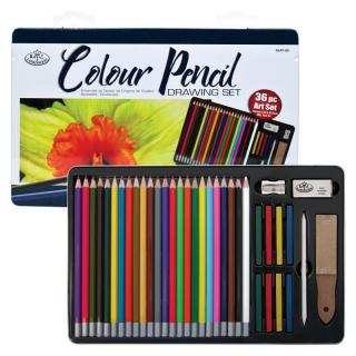 Set creioane colorate într-o cutie metalică Royal &amp; Langnickel - 36 buc ()