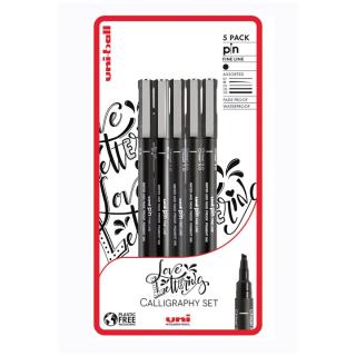 Set de UNI PIN markere fineliner Love Lettering 5 buc