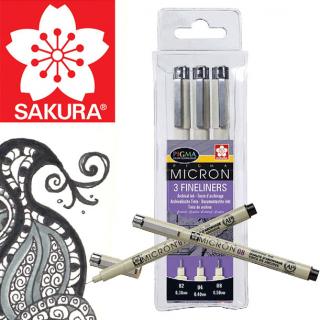 Set-Markeri SAKURA pentru desen tehnic Pigma Micron / 3 buc