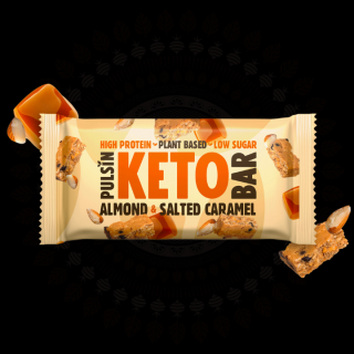 Baton Proteic Keto cu Migdale si Caramel Sarat 50g