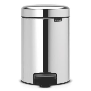 Cos de gunoi NEWICON - cu pedala, capac cu inchidere intarziata - 5 L - inox briliant - 291x272x205 mm