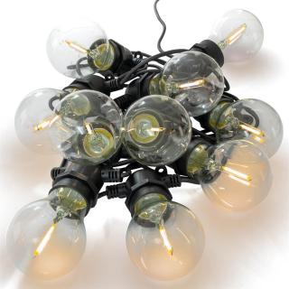 Ghirlanda luminoasa LED cu 10  becuri deco - diam. 6 cm - cablu 12 metri - lumina alba calda, IP44
