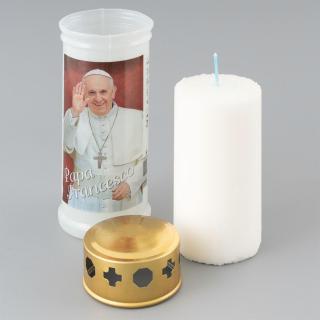 Lumanare alba LUMINO L40 tip candela - Papa Francisc - dimensiune 17x6,5 cm