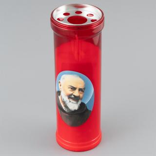 Lumanare rosie tip candela - Padre Pio - dimensiune 19.5x6.5 cm