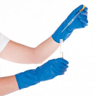 Manusi protectie chimica HIGH RISK - latex fara pudra - culoare albastru - marime XL - 28 cm - 50 buc