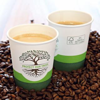Pahar cafea Bio NATURAL Protect TREE certificat FSC - 1 perete - din carton PLA-stratificat - 12 oz  300ml  8cm - 50 buc