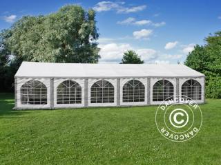 Pavilion - cort MARQUEE Exclusive PVC 6x12 metri - culoare alb cu ferestre