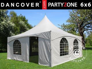 Pavilion PARTYZONE 6x6m tip pagoda - culoare alb- PVC