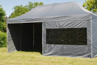 Pavilion pliabil  PROFESSIONAL 3x6 m gri antracit - 2 pereti - cadru Alu-HEX 40mm - hexagonal