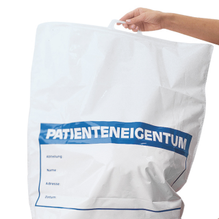Plasa din polietilena reciclata - pentru haine pacient - inscriptionate - 57x50 cm