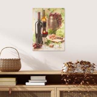 Tablou iluminat 2 leduri cu timer -  30x40cm - print digital pe canvas -  seara cu vin