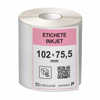 Etichete inkjet (JetGloss) in rola 102x75.5mm, adeziv permanent, 1000 buc rola (compatibile Epson)