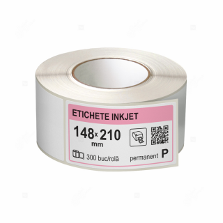 Etichete inkjet (JetGloss) in rola 148x210mm, adeziv permanent, 300 buc rola (compatibile Epson)