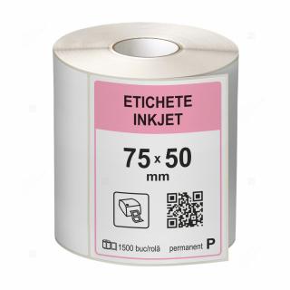 Etichete inkjet (JetGloss) in rola 75x50mm, adeziv permanent, 1500 buc rola (compatibile Epson)