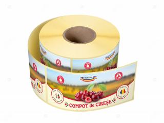 Etichete personalizate pentru borcane, Compot de cirese, 54x144 mm, 500 etichete rola
