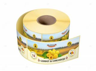 Etichete personalizate pentru borcane, Compot de corcoduse, 54x144 mm, 500 etichete rola