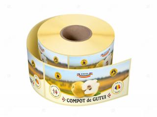 Etichete personalizate pentru borcane, Compot de gutui, 54x144 mm, 500 etichete rola