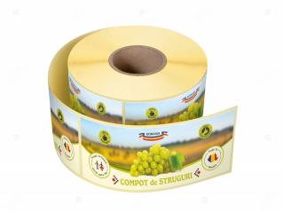 Etichete personalizate pentru borcane, Compot de struguri, 54x144 mm, 500 etichete rola