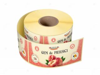 Etichete personalizate pentru borcane, Gem piersici, 54x144 mm, 500 etichete rola