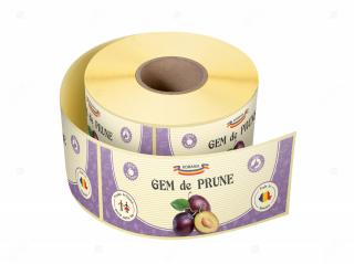 Etichete personalizate pentru borcane, Gem prune, 54x144 mm, 500 etichete rola