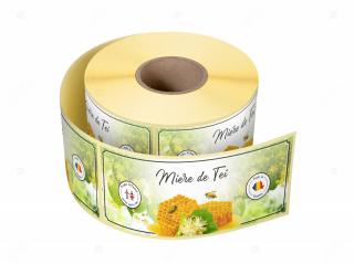 Etichete personalizate pentru borcane, Miere de tei, 54x144 mm, 500 etichete rola