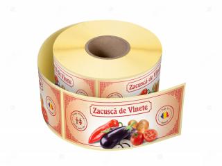 Etichete personalizate pentru borcane, Zacusca de vinete, 54x144 mm, 500 etichete rola
