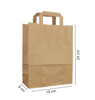 Punga de hartie cu maner banda, 18+9 x 24 cm, hartie reciclata 70g