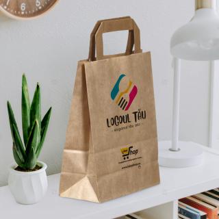 Pungi personalizate fata sau fata verso, 32+16 x 39 cm, hartie natur, maner banda, 80g