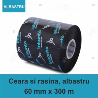 Ribon ARMOR Inkanto APR560B , ceara si rasina (waxresin), albastru, 60mmx300M, OUT