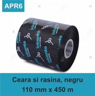 Ribon ARMOR Inkanto APR6, ceara si rasina (waxresin), negru, 110mmx450M, OUT