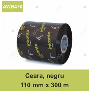 Ribon ARMOR Inkanto AWR470, ceara (wax), negru, 110mmX300M, OUT