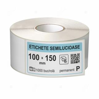 Rola etichete autoadezive semilucioase 100x150 mm, adeziv permanent, 1000 etichete rola