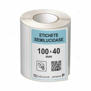 Rola etichete autoadezive semilucioase 100x40 mm, adeziv permanent, 1000 etichete rola