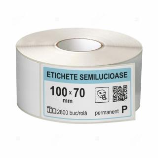 Rola etichete autoadezive semilucioase 100x70 mm, adeziv permanent, 2800 etichete rola