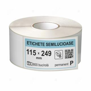 Rola etichete autoadezive semilucioase 115x249 mm, adeziv permanent, 800 etichete rola