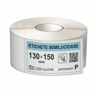 Rola etichete autoadezive semilucioase 130x150 mm, adeziv permanent, 1200 etichete rola