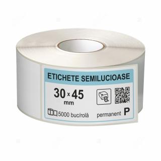 Rola etichete autoadezive semilucioase 30x45 mm, adeziv permanent, 5000 etichete rola
