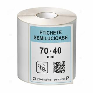 Rola etichete autoadezive semilucioase 70x40 mm, adeziv permanent, 5000 etichete rola