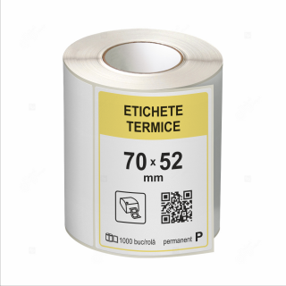 Rola etichete autoadezive termice 70x52 mm, adeziv permanent, 1000 etichete rola
