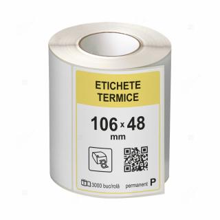 Role etichete termice autoadezive 106x48 mm, 3000 etichete rola