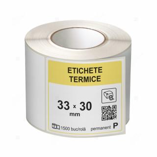 Role etichete termice autoadezive 33x30 mm, 1500 etichete rola