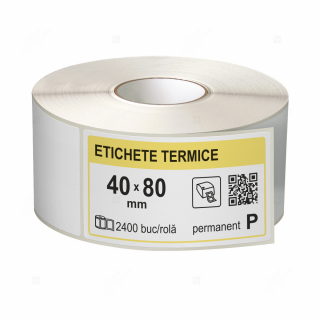 Role etichete termice autoadezive 40x80 mm, 2400 etichete rola