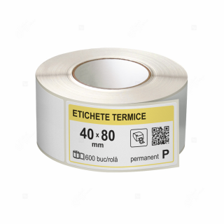 Role etichete termice autoadezive 40x80 mm, 600 etichete rola