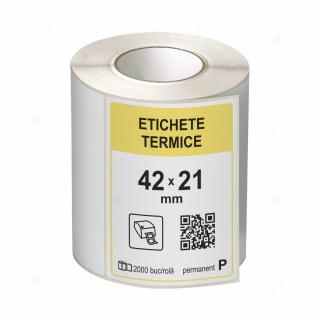 Role etichete termice autoadezive 42x21 mm, 2000 etichete rola