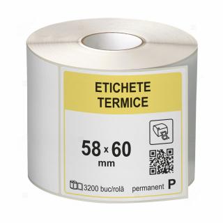 Role etichete termice autoadezive 58x60 mm, 3200 etichete rola